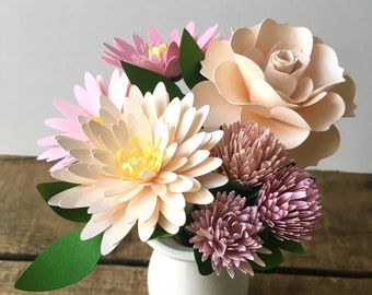 Barely Peach, Blush, and Pink Paper Flower Arrangement, First Anniversary, Paper Flowers, Wedding Bouquet Recreation, Paper Bouquet