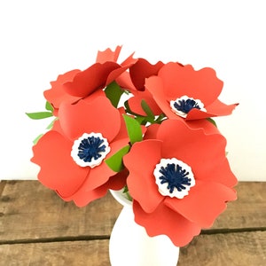 Red Paper Anemones, Paper Flowers, First Anniversary, Paper Anniversary
