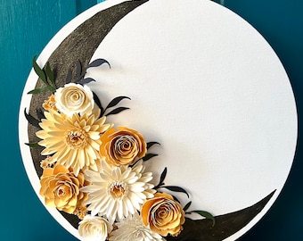 Gold and Cream Paper Flower Moon - Moon Wall Art