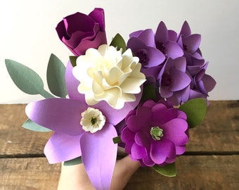 Purple Lily Paper Flower Bouquet, First Anniversary, Paper Flowers, Paper Bouquet