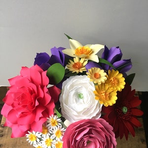 Multicolor Paper Flower Bouquet, Paper Anniversary, First Anniversary, Paper Flowers image 2