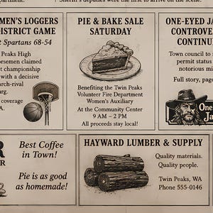 Twin Peaks Post Newspaper Replica | Laura Palmer Front Page | Twin Peaks Prop Replica | David Lynch Collectible Wall Art image 3