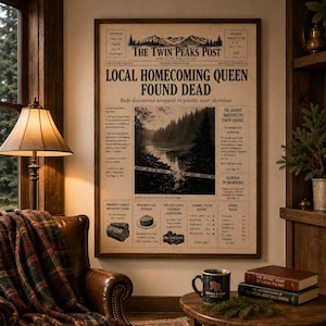 Twin Peaks Post Newspaper Replica | Laura Palmer Front Page | Twin Peaks Prop Replica | David Lynch Collectible Wall Art image 2