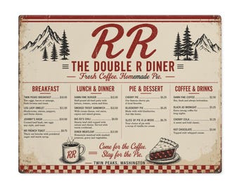 Double R Diner Placemat | Twin Peaks Menu, Coffee Pie Decor