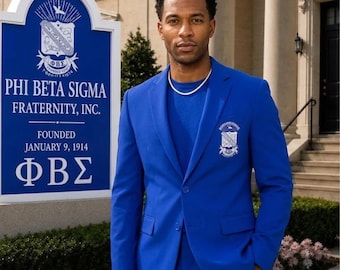 Blazer bleu royal pour homme, veste habillée inspirée de Phi Beta Sigma, tenue de soirée pour la fraternité