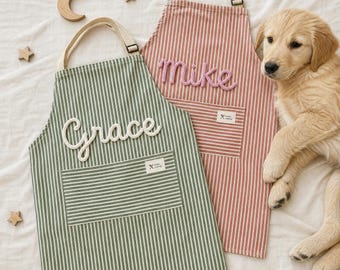 Custom Name Kitchen Apron | Stylish Personalized Mom Apron, Comfortable Baking Wear, Sweet Mother’s Day Present