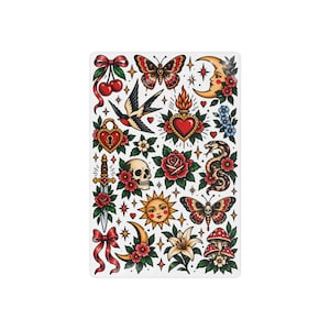 Traditional Tattoo Flash Temporary Tattoos | Classic Old School Flash Sheet