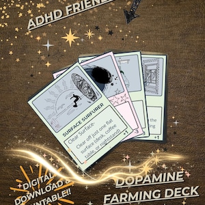 ADHD Chore Cards Printable, Dopamine Menu Deck for Executive Dysfunction, Task Paralysis Game, Neurodivergent Adult Cleaning Routine Tool