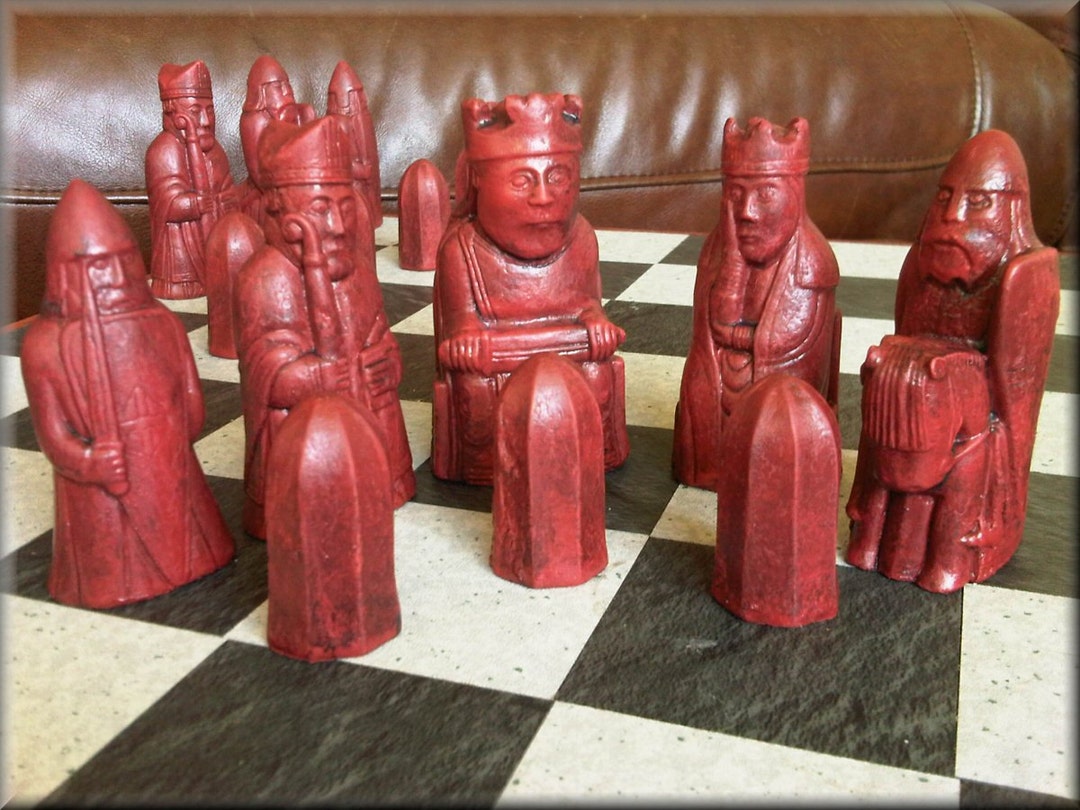 Hermes Antique Hand Carved Chessmen 