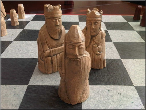 Hermes Antique Hand Carved Chessmen 