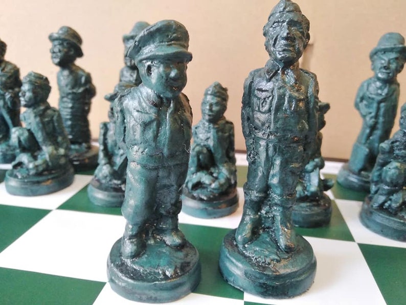 Rustic Dad's Army Character Chess Set with Optional Chess Mat image 8