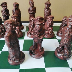 Rustic Dad's Army Character Chess Set with Optional Chess Mat image 7