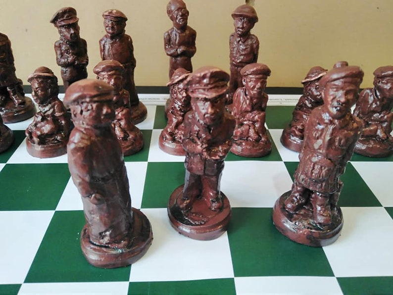 Rustic Dad's Army Character Chess Set with Optional Chess Mat image 7