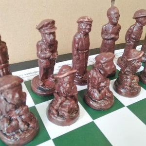 Rustic Dad's Army Character Chess Set with Optional Chess Mat image 6