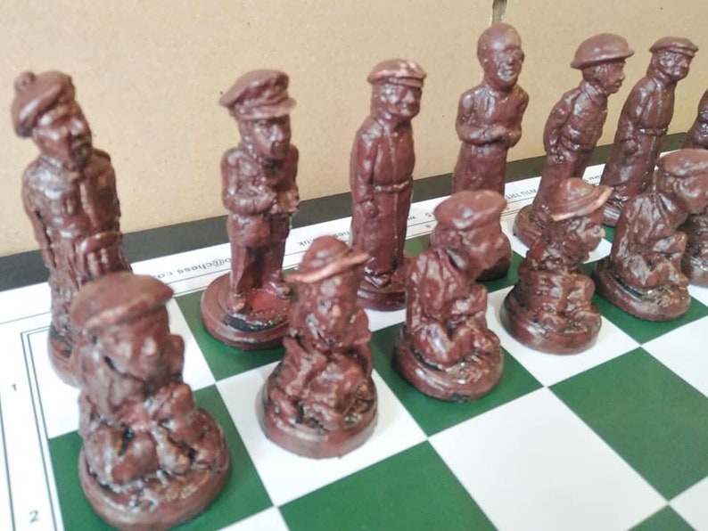 Rustic Dad's Army Character Chess Set with Optional Chess Mat image 6