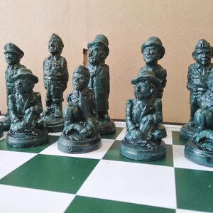 Rustic Dad's Army Character Chess Set with Optional Chess Mat image 5