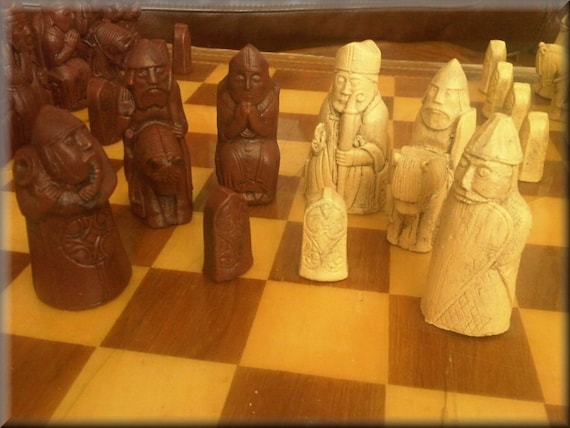 MEDIEVAL CHESS SET 9 King Arthur Handmadeantiqued Ivory 