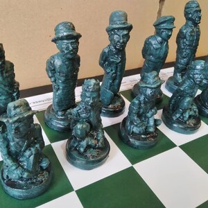 Rustic Dad's Army Character Chess Set with Optional Chess Mat image 4