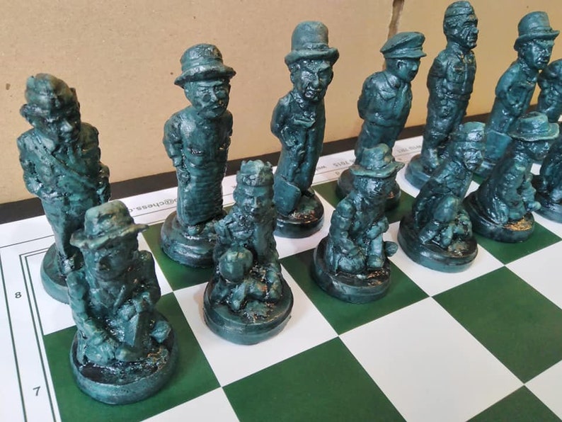 Rustic Dad's Army Character Chess Set with Optional Chess Mat image 4