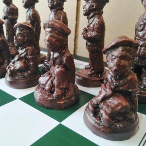 Rustic Dad's Army Character Chess Set with Optional Chess Mat image 2