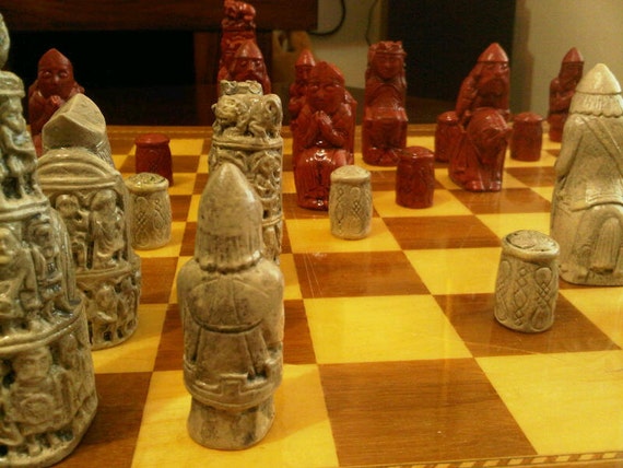 Medieval Style Metal Chess Set With Beautiful Leatherlike Box