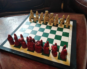 Isle of Lewis Chess Set - Rare Pointy Helmeted Warder and Quirky Leaning Bishop