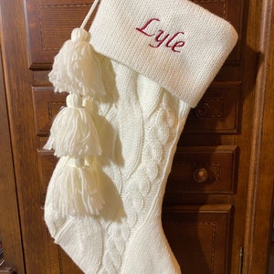 21&quot; White Cable Knit Personalized Christmas Stocking
