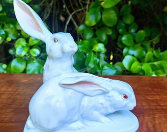 白うさぎ　＃5321　ヘレンド　HEREND　ハンガリー　ヴィンテージ Hungarian Herend China Porcelain White Rabbit Figurine, Hand