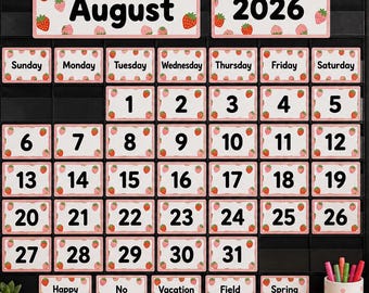 Berry Sweet Strawberry Calendar Pack | Printable Pocket Chart Tiles | Trendy Class Decor| Teacher Bulletin Board Kit | Instant Download