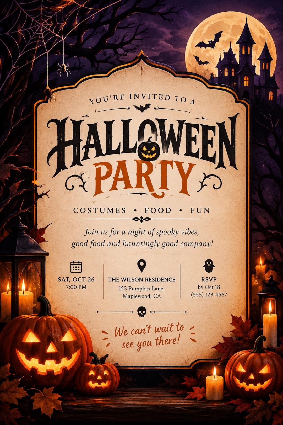 Custom Animated Halloween Party Invitation, Spooky Digital Evite ...