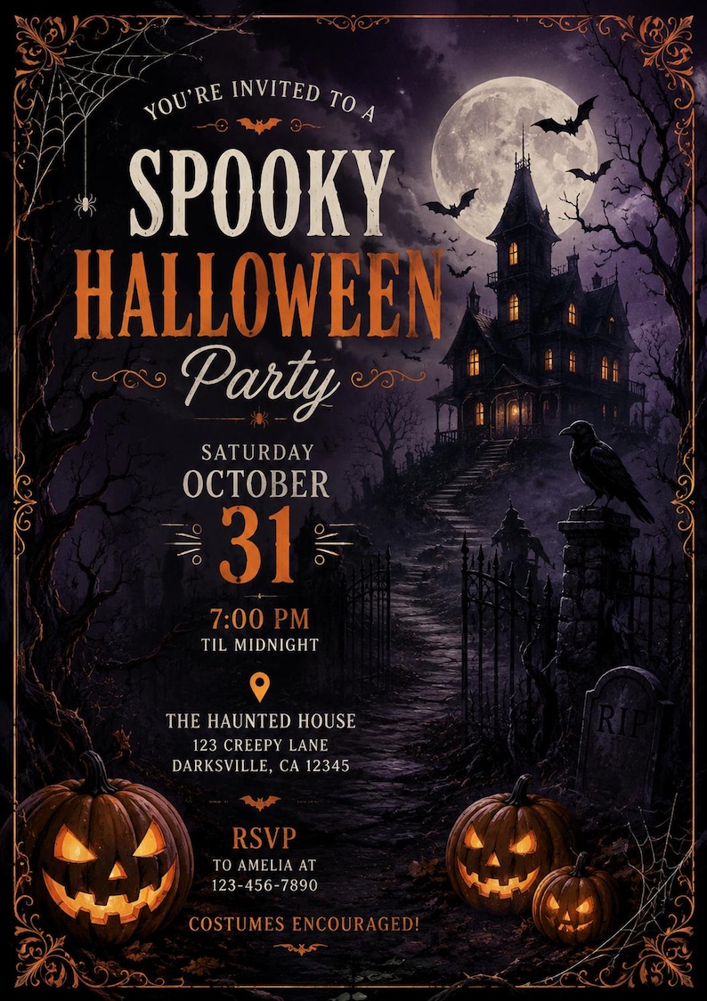 Custom Animated Halloween Party Invitation, Spooky Digital Evite ...