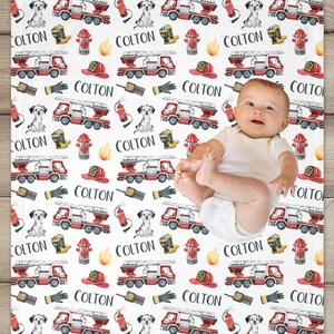 Fire Truck Swaddle Blanket, Personalized Fire Department Baby Swaddle, Custom Name Blanket, Photo Prop For Newborn, Fireman Baby Gift,
