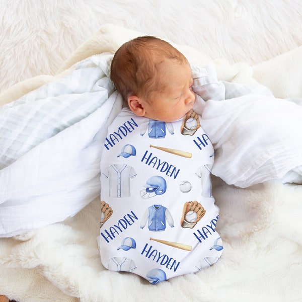 Personalized Baseball Swaddle Blanket, Receiving Blanket, Baseball Glove, Baby Shower Gift, Baby Gift, Baby Bedding, Boy Sports Blankets,