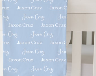 Personalized Baby Boy Name Blanket, Swaddle Blanket, Receiving Blanket, Gender Neutral Hospital Blanket, Baby Gift, Baby Bedding, Mom Gift,