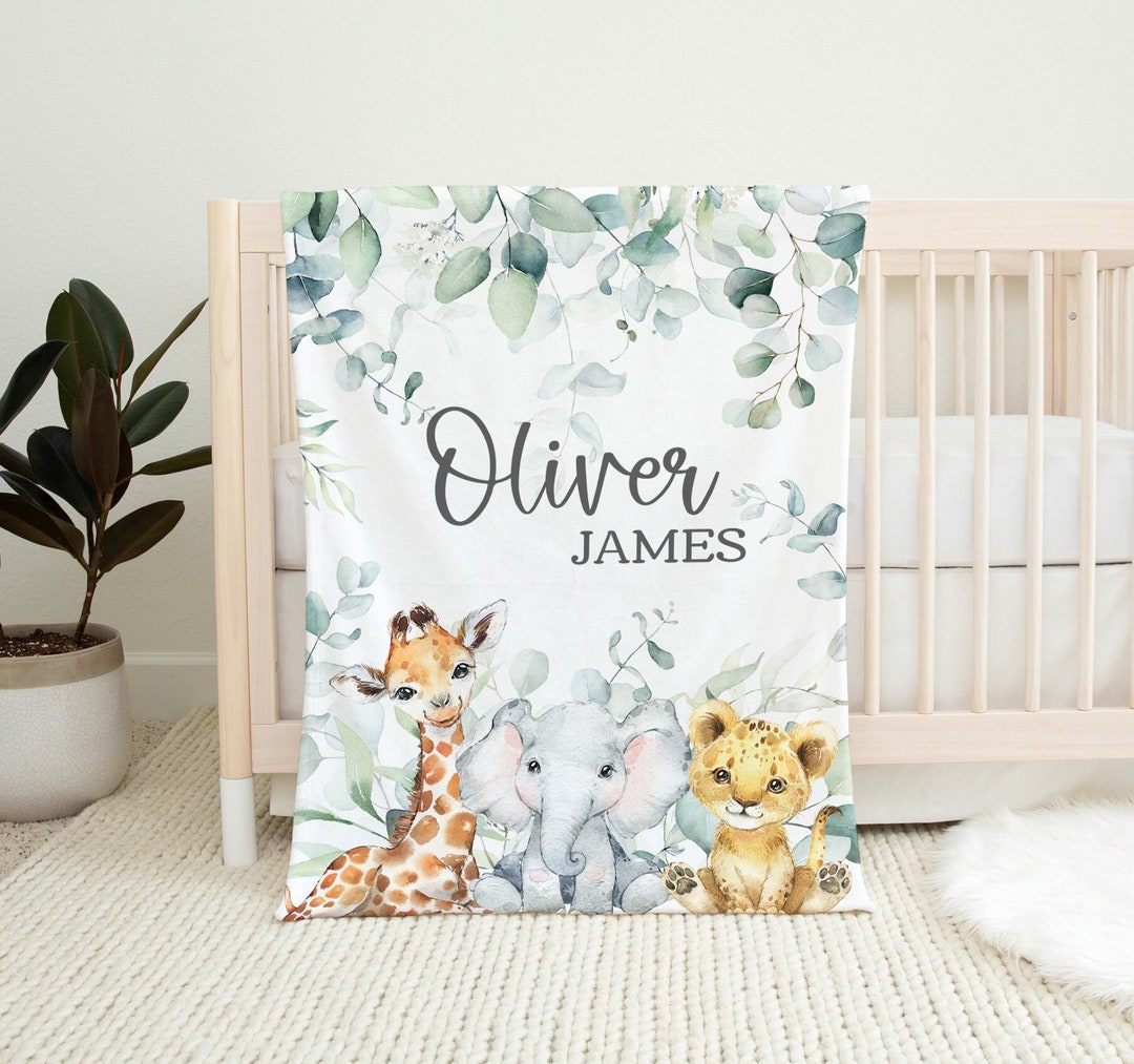 Personalized Safari Animals Baby Blanket: Jungle Nursery Decor - Etsy