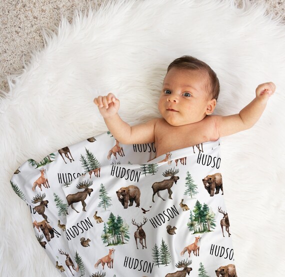 Blue Purple Floral Sleepng Fox Personalzed Recevng Baby Blankets For Grls