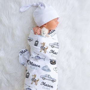Custom Police Baby Blanket, Personalized Golf Baby Name Blanket, Police Theme Baby Boy Gift, Baby Shower, Toddler Blanket, Newborn Boy Gift,