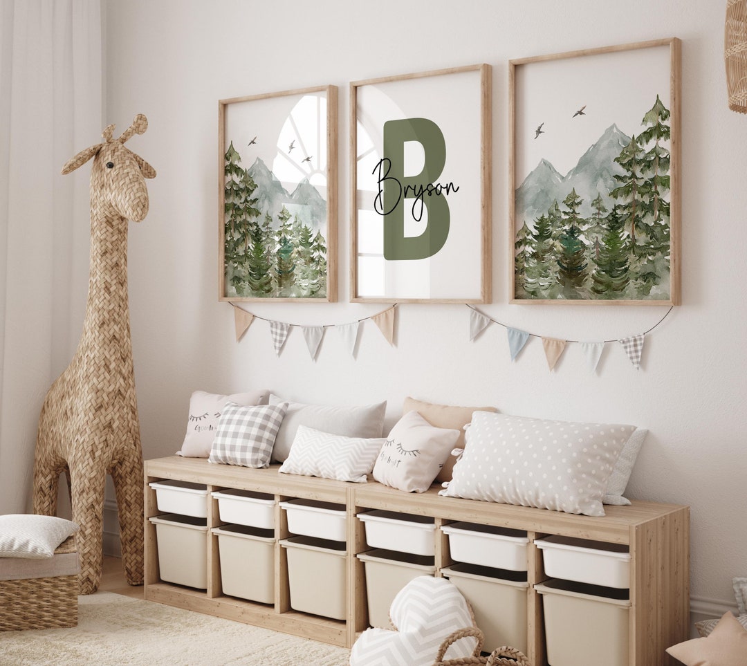 Set of 3 Nursery Prints, Boy Nursery Woodland Prints, Kids Room Decor ...