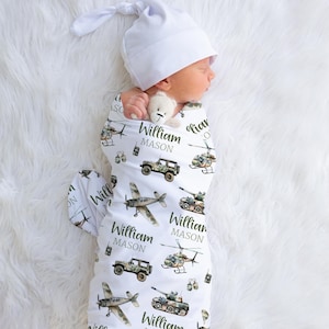 Personalized Military Swaddle Blanket, Custom Baby Boy Name Gift, Army Toddler Blanket, Coming Home Outfit, Armed Forces,