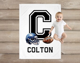 Personalized Baby Boy Football Name Blanket, Custom Football Blanket, Newborn Blanket, Gift for New Baby, Sports Nursery, Baby Shower Gift,