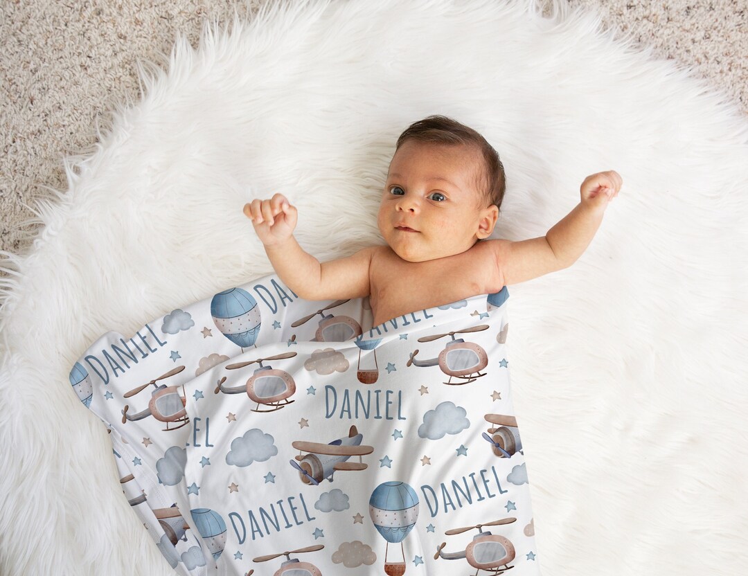 Newborn Baby Summer Blanket / Wrapping Shawl In Airplane Print Red Color main image 1