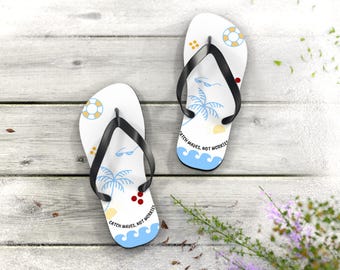Abstract Palm Trees Flip Flops | Minimal Beach Pattern, Summer Vacation Sandals