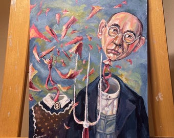 Origineel kunstwerk, acrylverf op papier