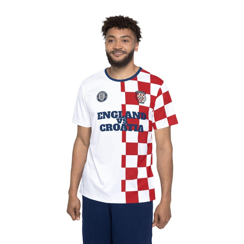 England vs Croatia World Cup Jersey | Minimalist Clean Polyester Soccer Sports Tee image 5