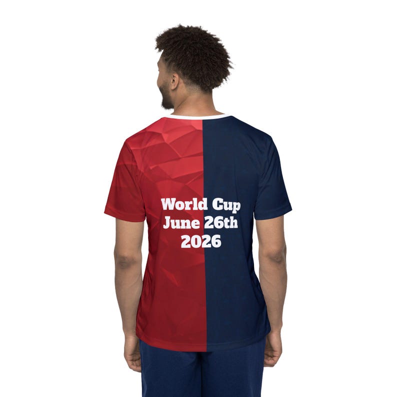 Frankreich gegen Norwegen Fußballtrikot | Rot Marine Split Team Shirt Bild 6