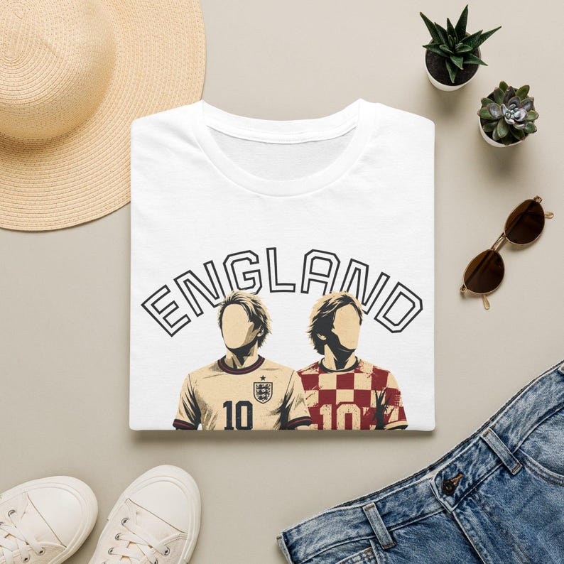 England Croatia Soccer Players T-Shirt | Football 10 Jersey Design image 2