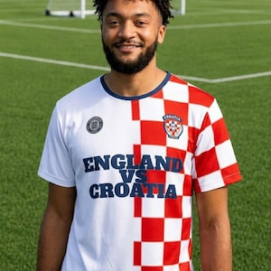 England vs Croatia World Cup Jersey | Minimalist Clean Polyester Soccer Sports Tee image 1