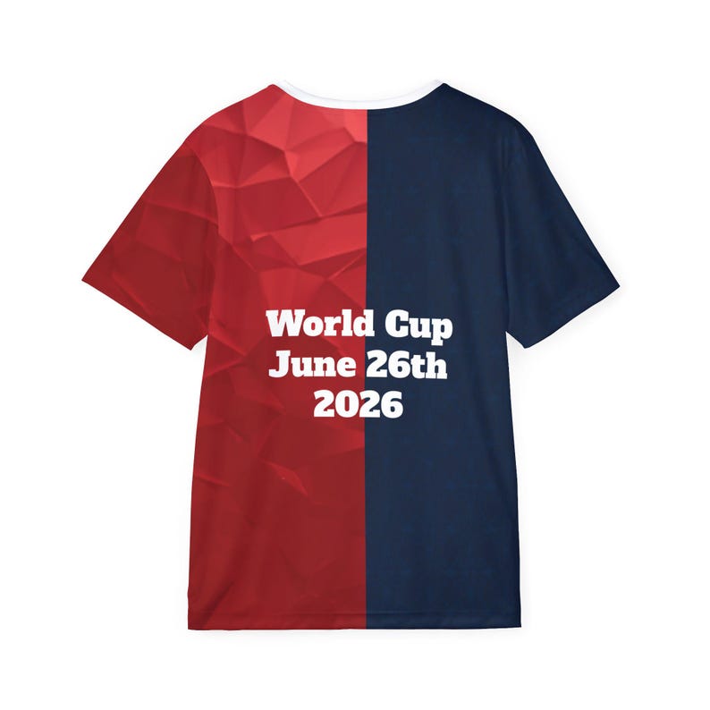 Frankreich gegen Norwegen Fußballtrikot | Rot Marine Split Team Shirt Bild 3
