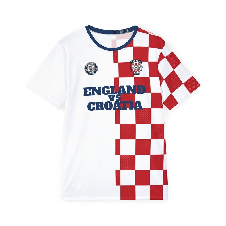 England vs Croatia World Cup Jersey | Minimalist Clean Polyester Soccer Sports Tee image 2