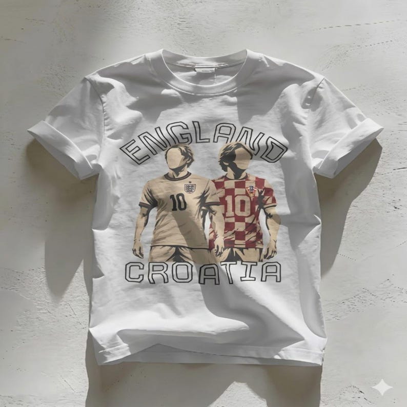 England Croatia Soccer Players T-Shirt | Football 10 Jersey Design image 1